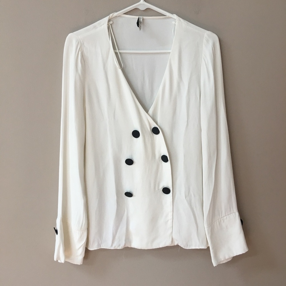 Zara white tuxedo top size M